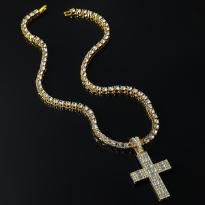 Fabrikpreis Modische Hip-Hop-Kette Kreuz-Anhänger Halskette für Männer und Frauen Weihnachtsschmuck Geschenk Bestseller Heißer Verkauf - Product Image 2