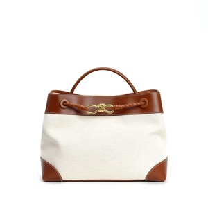 Nouvelle mode sac fourre-tout seau à bandoulière haut de gamme sac à main en toile de cuir véritable de grande capacité avec conception de blocage des couleurs sous les bras - Product Image 5