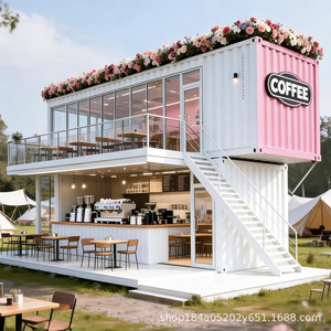 ร้านกาแฟคอนเทนเนอร์สมัยใหม่พร้อมผนังกระจกและหลังคาดีไซน์ดอกไม้สำหรับใช้งานกลางแจ้ง - Product Image 2