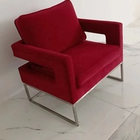 Fauteuil individuel moderne en velours et cuir, style nordique, pour salon d'hôtel, villa ou projet, avec tissu bouclé