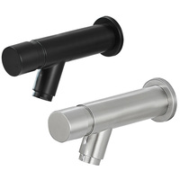 Mitigeur d'évier de salle de bain en acier inoxydable Robinet de lavabo à fermeture automatique à bouton poussoir mural pour hôtel