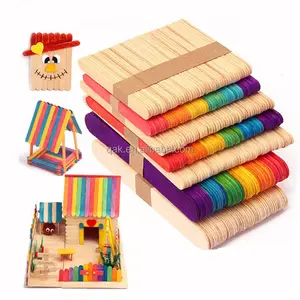 50PCS Wooden Popsicle Sticks Natural Wood Ice Stick games wooden montessori toys for Kids Educational Handmade DIY Craft