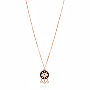Minimaliste Noir Émail Zircon Pierre Oeil Conception Charme Pendentif En Gros 925 Bijoux En Argent Sterling - Product Image 2