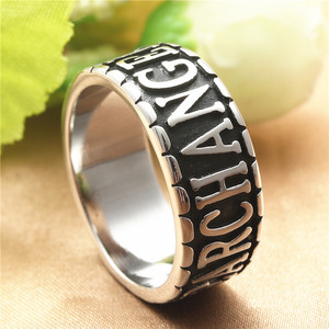 European American Style <b>Titanium</b> Steel Letter <b>Ring</b> Retro Punk Unisex Jewelry Gift Silver Color - Product Image 1