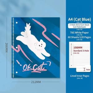 Cuaderno Espiral Personalizado con Diseño de <span class=keywords><strong>Dibujos</strong></span> <span class=keywords><strong>Animados</strong></span>, Páginas Rayadas, Perforado con 3 Orificios, Hojas Sueltas, Opciones de Encuadernación a Color con Logotipo Personalizado (Material de Oficina) - Product Image 6