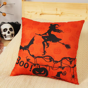 Housse de coussin géométrique carrée en lin avec imprimé numérique abstrait pour décoration d'Halloween, salon et canapé - Product Image 1