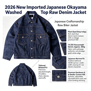 Nouvelle veste en jean délavé <span class=keywords><strong>Okayama</strong></span> 2026 - Style streetwear Y2K hiver, boutonnée sur le devant, 100 % coton biologique - Product Image 1