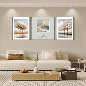 Moderno dipinto murale minimalista "albero torreggiante <span class=keywords><strong>di</strong></span> una barca a foglia" all'ingresso del soggiorno - Product Image 3
