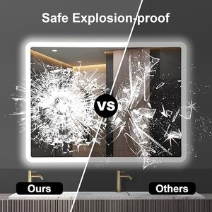 <span class=keywords><strong>Miroir</strong></span> mural à LED <span class=keywords><strong>pour</strong></span> <span class=keywords><strong>salle</strong></span> <span class=keywords><strong>de</strong></span> <span class=keywords><strong>bain</strong></span> <span class=keywords><strong>avec</strong></span> <span class=keywords><strong>éclairage</strong></span> 80*60cm Rectangle Blanc chaud/neutre Fonction gradateur étanche - Product Image 5