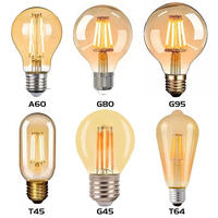 Ampoule LED Globe à Filament Edison 2700K en Verre C35 T45 ST64 A60 G45 G80 G95 G125 Alimentée 2W 12V 24V E14 E24