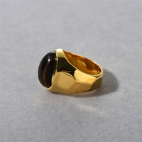 Modische Messing-Ringe mit 18k Gold-Beschichtung und Eingelegtem Natürlichem Tigerauge-Stein für Damen Schmuck Fabrik Großhandel