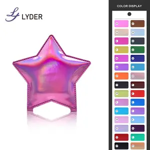 Lyder Star Charm Unique Eco Soft Touch Pu Leather Cute Foldable Gold Portable Lash Mini Small Hand Pocket Compact Makeup Mirror