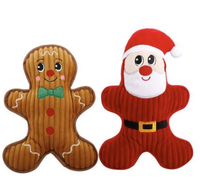 Jouets en peluche de Noël pour animaux de compagnie, jouets à mâcher pour chien, Père Noël, pingouin, homme en pain d'épices, jouets interactifs doux et rembourrés pour chiots