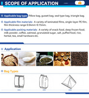 Sachets d'emballage VFFS entièrement automatiques de haute qualité pour snacks, biscuits, pâtisseries, chocolat, avec 3 soudures latérales, en papier et aluminium, pour petits aliments
