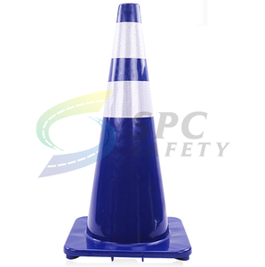 Cono de Tráfico de Seguridad Vial de Plástico PVC Flexible Amarillo de Alta Calidad Personalizado con Tapa Negra - Product Image 4