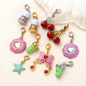 Breloques fantaisie en émail Kawaii |   Pendentifs en acier inoxydable plaqué or 18K PVD pour la fabrication de bijoux DIY |   Imperméable et hypoallergénique - Product Image 2
