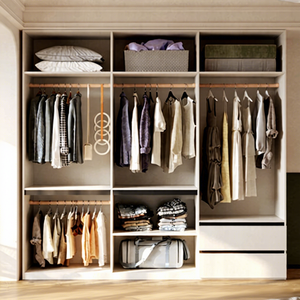 Armario de Madera Maciza Huide Color Crema, Puerta con Bisagras sin Tiradores, Almacenamiento para Dormitorio, Gran Capacidad, Nuevo Diseño 2024 - Product Image 2