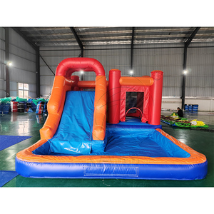 Tobogán Acuático Inflable Comercial <span class=keywords><strong>con</strong></span> <span class=keywords><strong>Casa</strong></span> de Brinco y <span class=keywords><strong>Piscina</strong></span>, Combo Húmedo/Seco Rojo y Azul, Castillo Hinchable <span class=keywords><strong>para</strong></span> Niños - Product Image 1