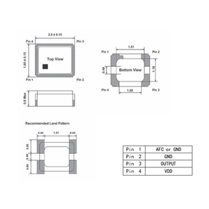 TCXO Oscillateur à cristal SMD 2016 26.000MHz 1.8V - 3.3V ± 0.5PPM Ultra haute précision pour GPS - Product Image 3