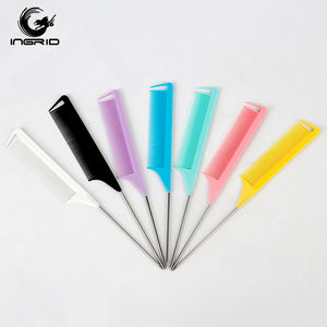 Nhãn Hiệu Riêng Màu Hồng Tóc Nhuộm Màu Chia Tay Lược Salon Tạo Kiểu Rat Đuôi Carbon Răng Lược Cho Phụ Nữ Nhựa Xử Lý Đuôi Lược - Product Image 2