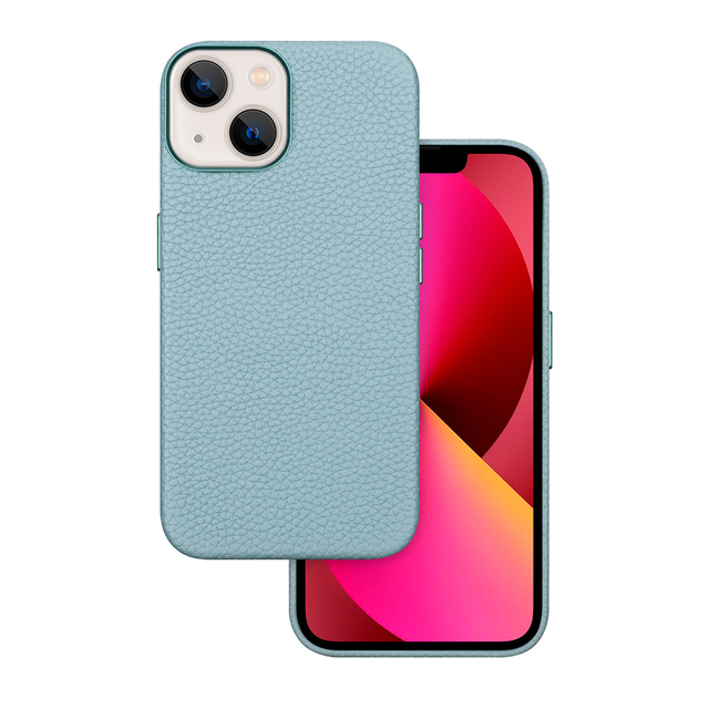 Official Blue Lychee Grain Genuine Leather Phone Case for iphone 15 Pro Max Magnetic