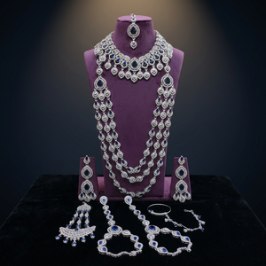 Elegant High Quality SILVER Plated Bridal Engagement Wedding Anniversary Party Gift Ethnic Fashion Rhodium Plated Jewelry <b>Set</b> - Product Image 2