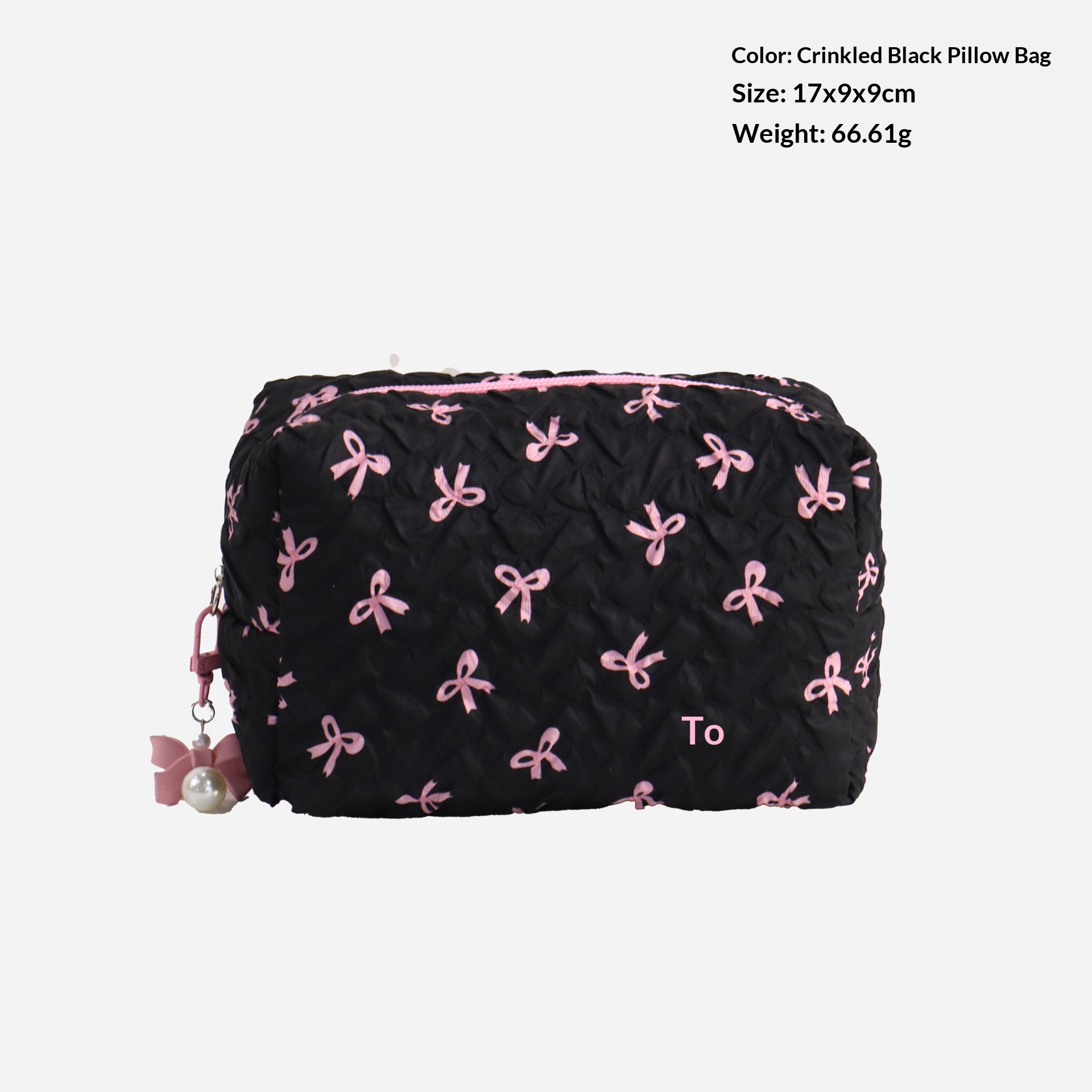 Sac d'oreiller à nœud rose noir