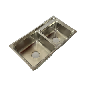 Évier double en acier inoxydable 304 Leimanxi, design moderne, bols rectangulaires, épaisseur 0,75 mm, surface givrée/mate/écaillée - Product Image 1