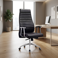 Chaise de bureau ergonomique KMJ, chaise pivotante moderne en cuir, dossier haut, chaises de bureau confortables pour cadres avec accoudoirs