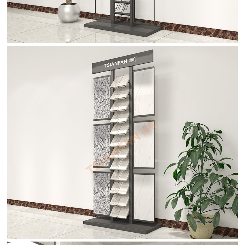 Tsianfan Wholesale Custom Metal Floor Standing Ceramic Quartz Granite Sample Stone Floors Marble Stand Tower Tile Display Rack