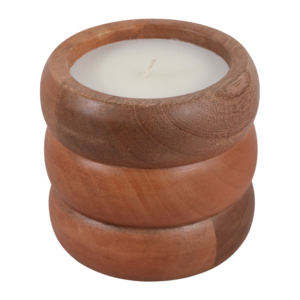 Candela in Legno di Mango Scanalato Profumata alla Vaniglia Stile Pilastro per Decorazione Interna ed Esterna - Product Image 4