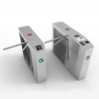 Tourniquet semi-hauteur en acier inoxydable avec lecteur de cartes RFID et de codes QR pour contrôle d'accès de sécurité, portique tournant automatique à trois bras