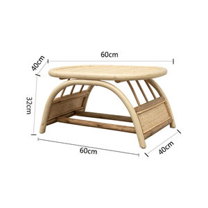 Table basse en rotin tissée ronde du Vietnam, style antique - Product Image 1