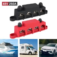Bloc de distribution d'alimentation pour caravane et camping-car, 4 voies, 48V 250A, barre omnibus CC, jonction électrique pour bateau, camion, accessoires automobiles, goujons M8 M10