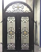 Porte double battante en fer forgé personnalisable, design classique en fer noir pour villa, fabricant en gros, OEM
