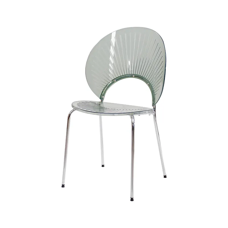 Modern Furniture Shell Back Plastic Seat Metal Legs Italian Acrylic Clear Dining Chair