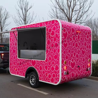 ORANGE Magnifique Remorque Alimentaire Multifonctionnelle Rose de Haute Qualité en Fibre de Verre pour Pizza et Hamburgers, Chariot Alimentaire, Fourgon Alimentaire