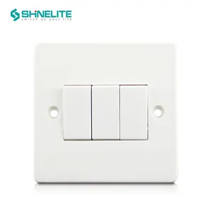 3 Gang Wall Switch 10A Interruptor Padrão Britânico Soquete Cobre Matéria Prima