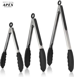 Spatules de cuisine en acier inoxydable écologiques <span class=keywords><strong>APEX</strong></span> de qualité supérieure avec embouts en silicone antidérapants, ensemble d'ustensiles en silicone - Product Image 3