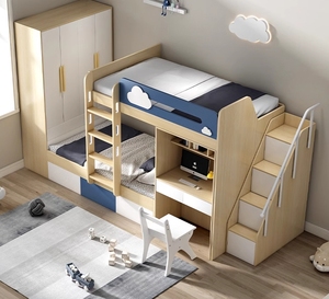 Хорошее качество, детская кровать для детской спальни, набор для экономии места, мебель для дома, спальни, детская деревянная двухъярусная кровать в стиле лофт - Product Image 2
