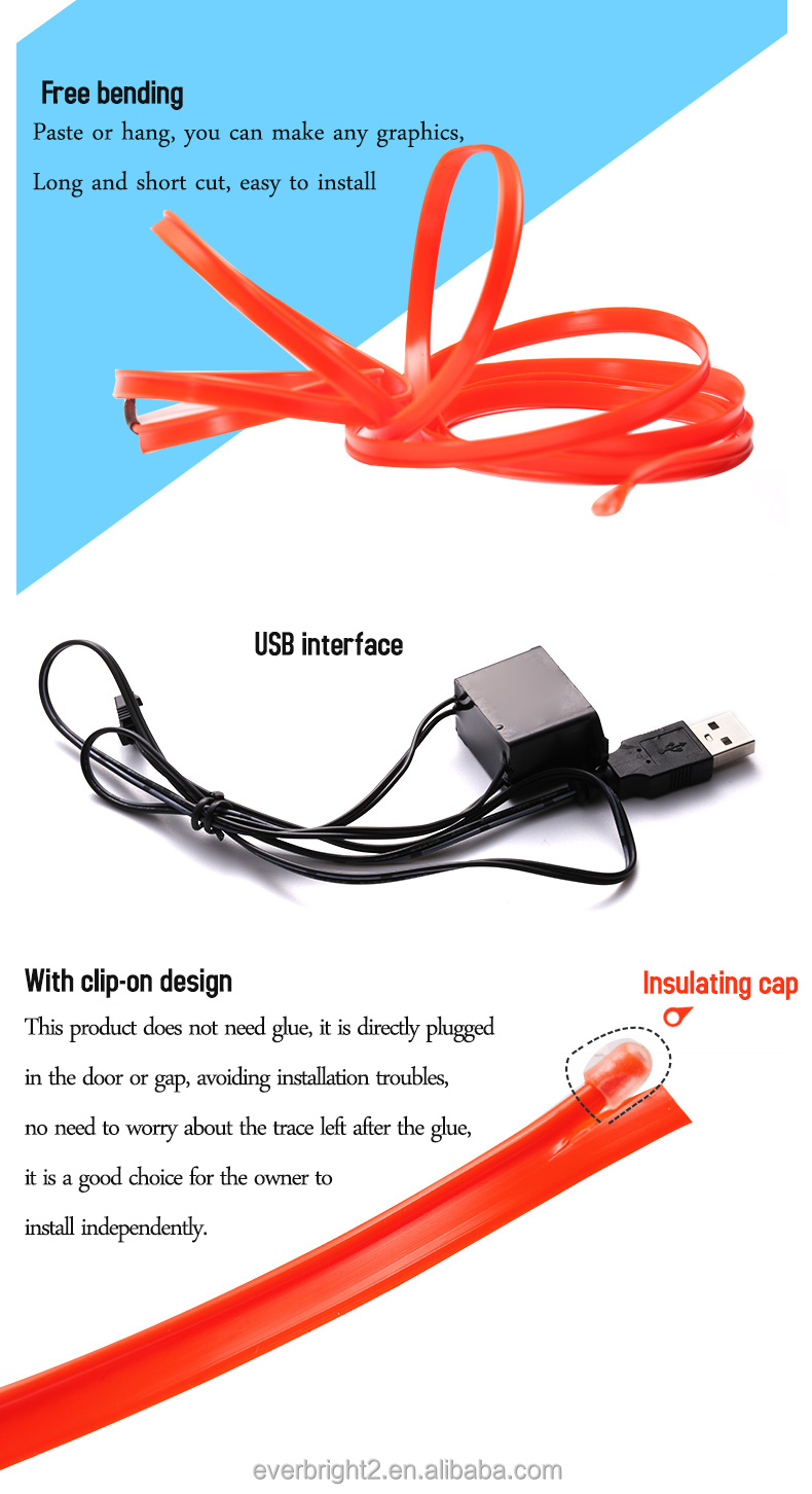 Hot USB Cigarette 1M-2M-3M-5M 24V / 12V Led Strip Light Car Design Lighting Interior Accessories Ambient Light Decorative Lamp
