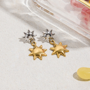 Star Drop Earrings Stainless Steel Gold Silver Color Block Sun Pendant Party Fashion Jewelry - Product Image 4