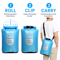 Sac étanche pliable ultra-léger carré 6L 12L 24L en PVC pour vêtements, sac de couchage, sac de rangement pour le camping et les voyages