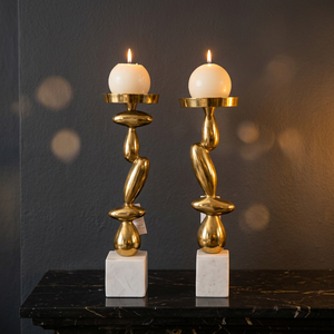 Juego de Portavelas Escultóricos Modernos de Aluminio con Base de Mármol para Decoración de Hogar de Lujo, Centro de Mesa Navideño, Exhibición de Velas - Product Image 3