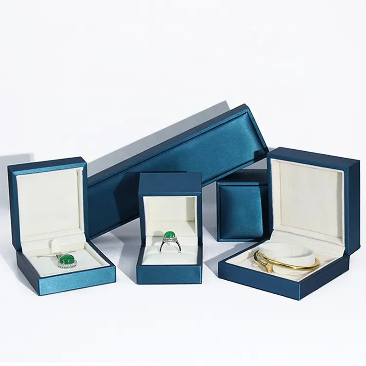 Boîte à bijoux en cuir PU brossé à bas prix en gros emballage de boîte-cadeau de bague pendentif bracelet