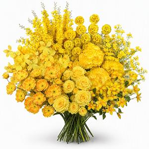 Fleur artificielle à tige unique en soie, série jaune, pour décoration florale DIY de plafond de salle de mariage, allée et maison - Product Image 1