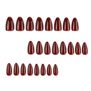 Faux ongles de luxe bordeaux brillants en amande, réutilisables, en acrylique, pour femmes et filles, manucure beauté 4554 - Product Image 2