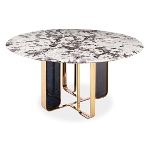 Mobilier moderne pour la maison <span class=keywords><strong>Table</strong></span> de salle à manger ronde pivotante en acier inoxydable avec <span class=keywords><strong>plateau</strong></span> en marbre - Product Image 2