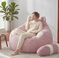Pouf géant en peluche, doux et moelleux, en forme de chat mignon, avec billes en mousse compressibles, canapé paresseux
