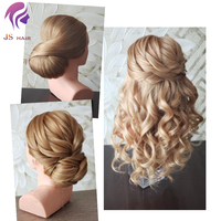 Tête de mannequin avec cheveux longs blonds et épaules, tête d'entraînement avec cheveux naturels, mannequin avec cheveux naturels à vendre